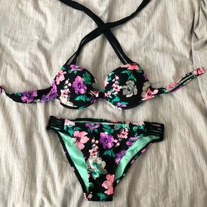 Enhancer strappy swim top with matching bottoms